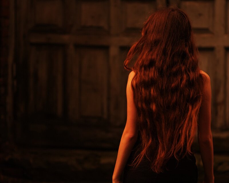 woman with long red hair
