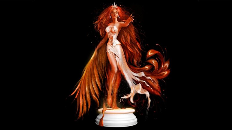 Woman with Long Red Hair — Black