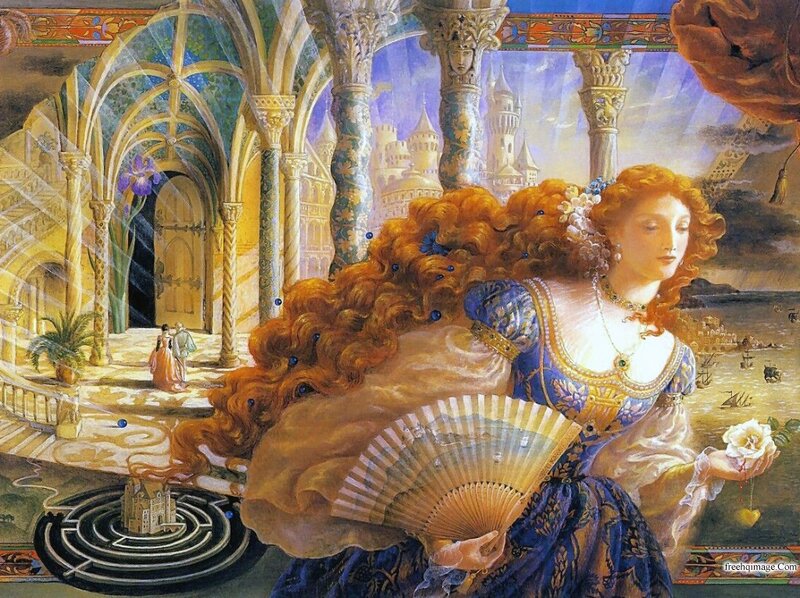 Woman with Long Red Hair — Blue, Dramatic