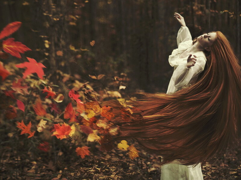 Woman with Long Red Hair — Dramatic, Autumn