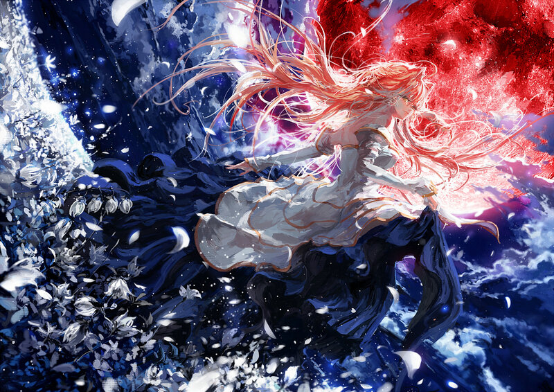Woman with Long Red Hair — Dramatic, Night, Digital Art, Long Hair