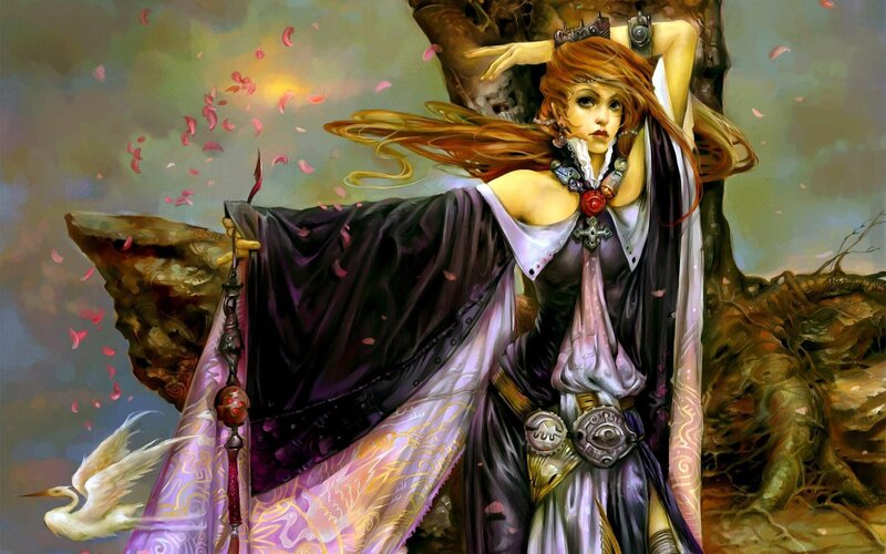 Woman with Long Red Hair — Purple, Dramatic