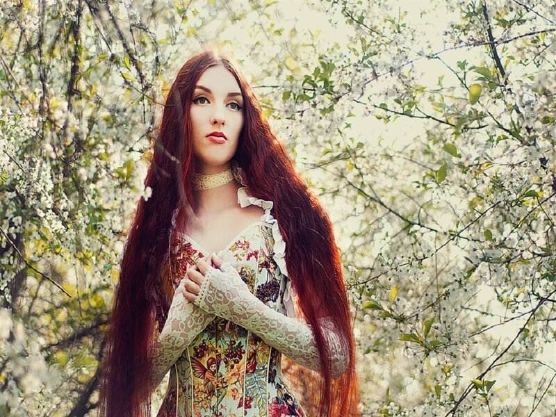 Woman with Long Red Hair — Serene, Spring