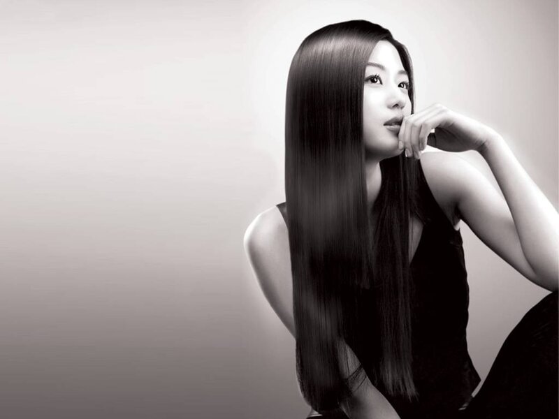 woman with long straight hair