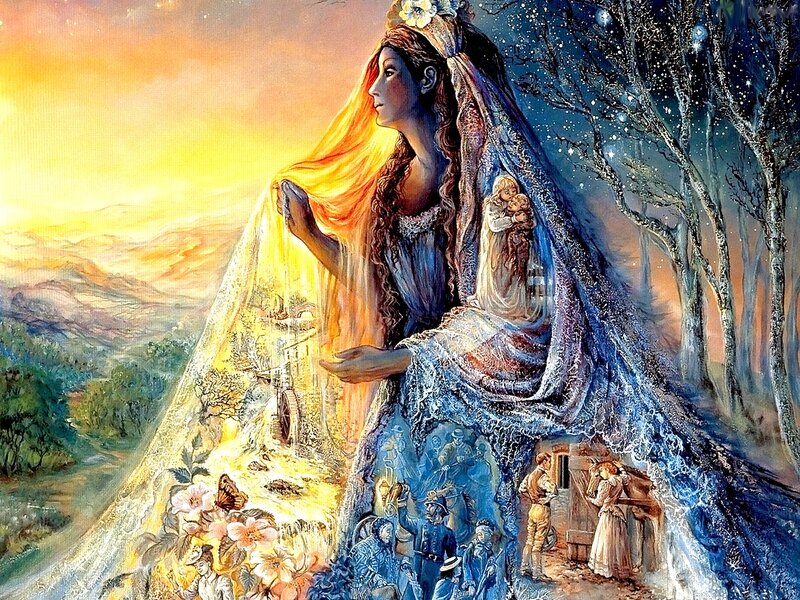 Woman with Long Veil — Blue