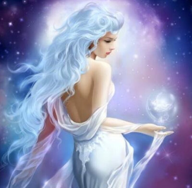 woman with long white hair