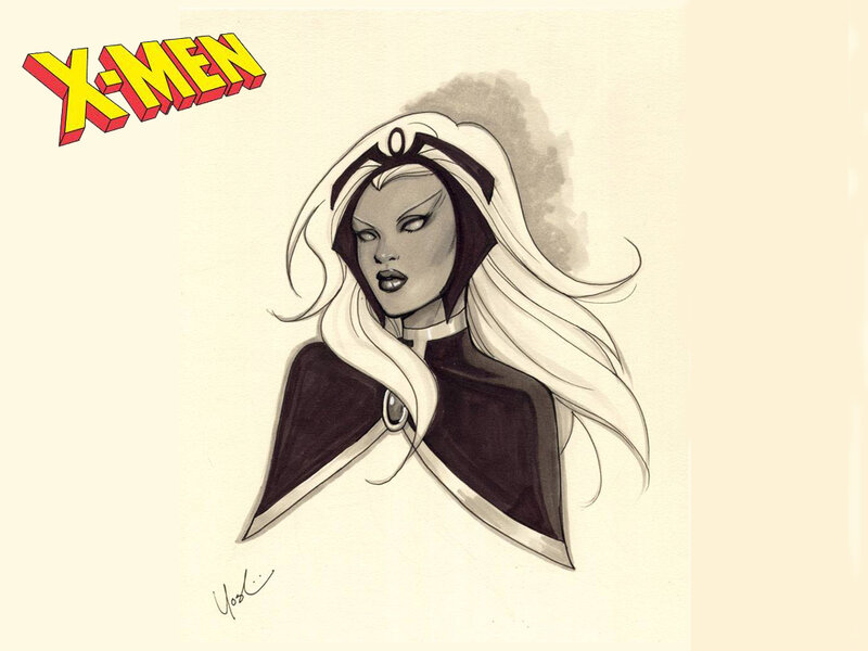 Woman with Long White Hair — Black, Dramatic, Comic