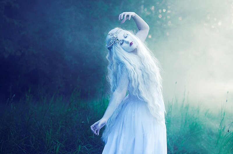Woman with Long White Hair — Ethereal, Photograph