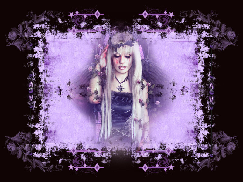 Woman with Long White Hair — Purple, Dramatic, Digital Art