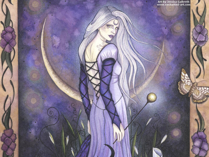 Woman with Long White Hair — Purple, Mystical