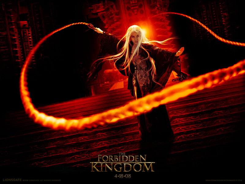 Woman with Long White Hair — Red, Dramatic, Night