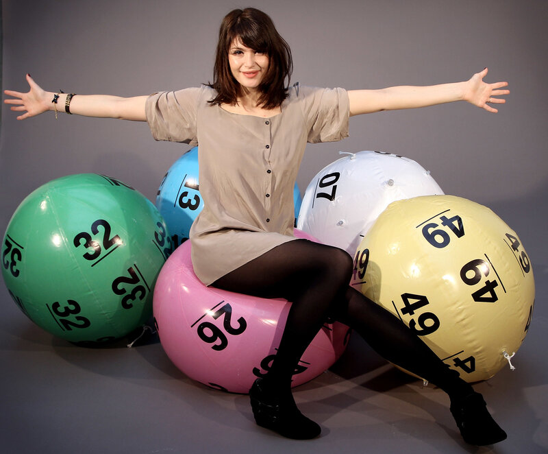 Woman with lottery balls