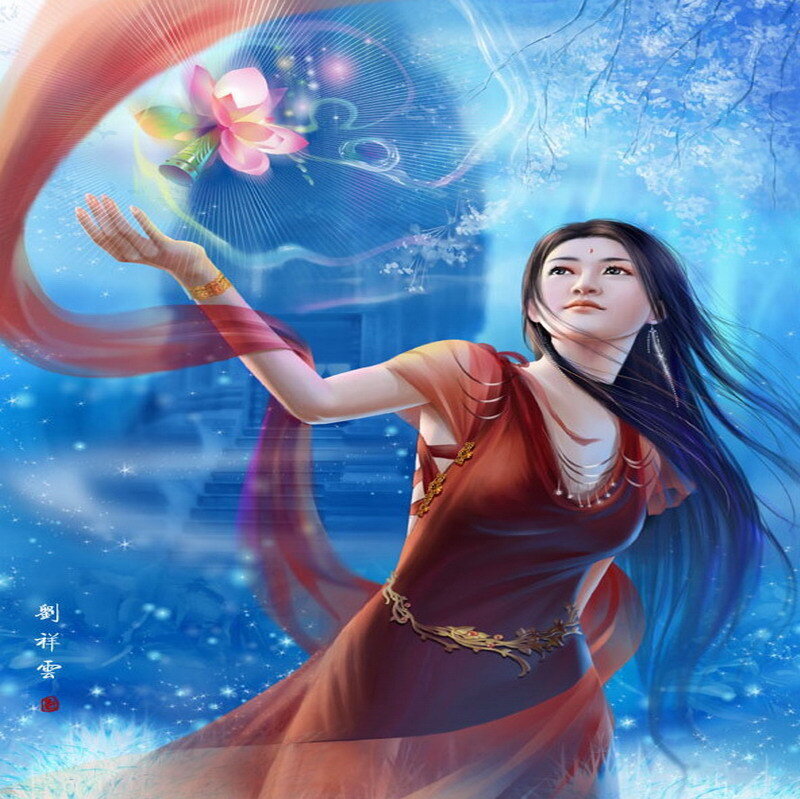 woman with lotus flower