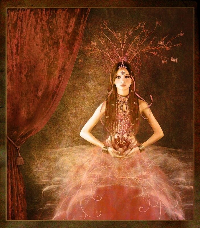woman with lotus flower