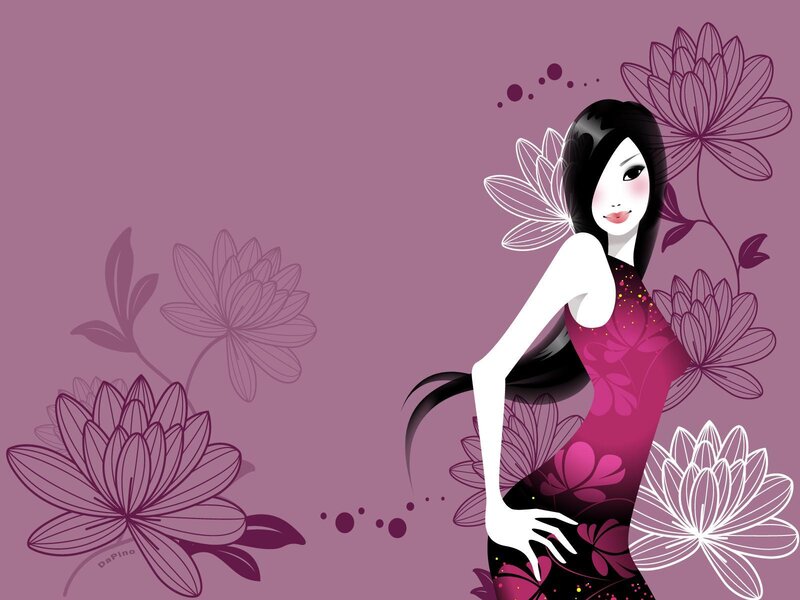 woman with lotus flowers