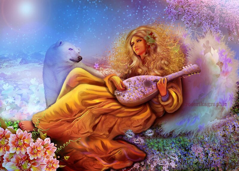 Woman with Lute and Polar Bear