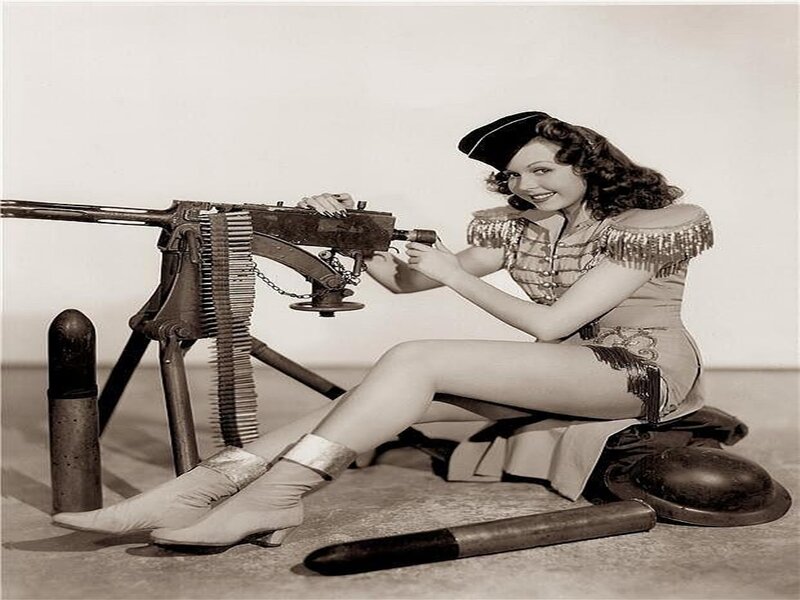 Woman with Machine Gun — Black