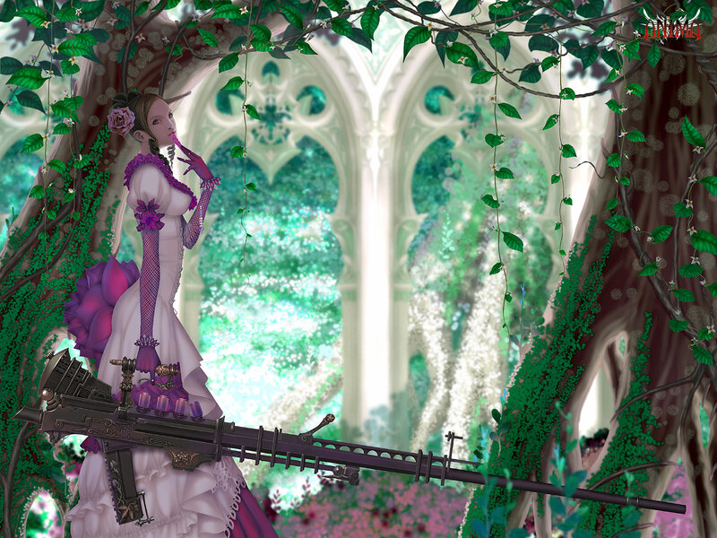 Woman with Machine Gun — Purple