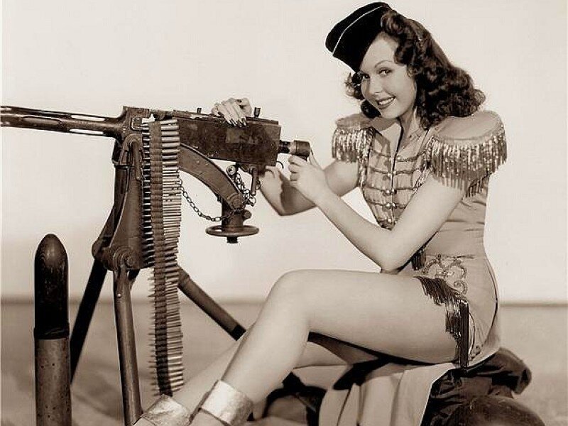 Woman with machine gun