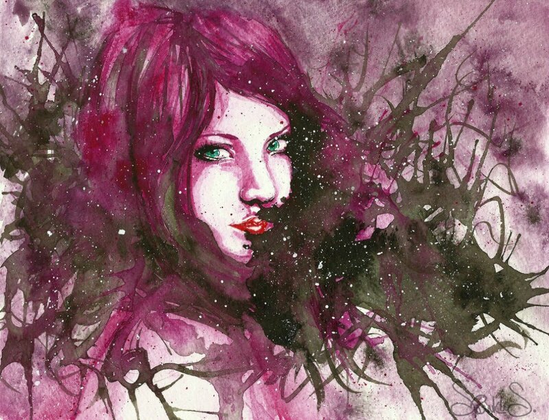 Woman with Magenta Hair