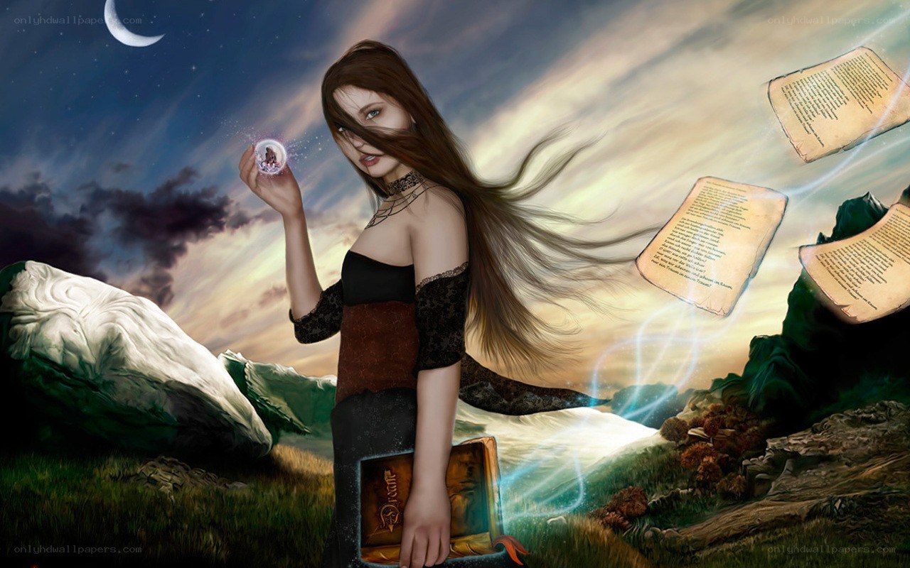 woman with magic crystal