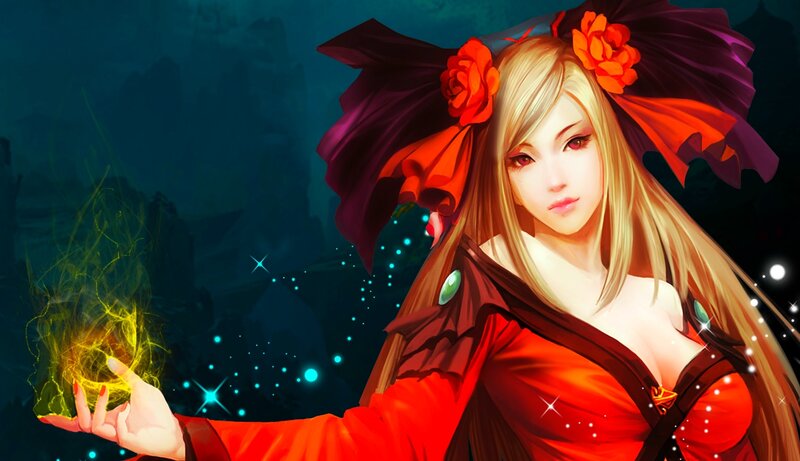 Woman with Magic Orb — Red