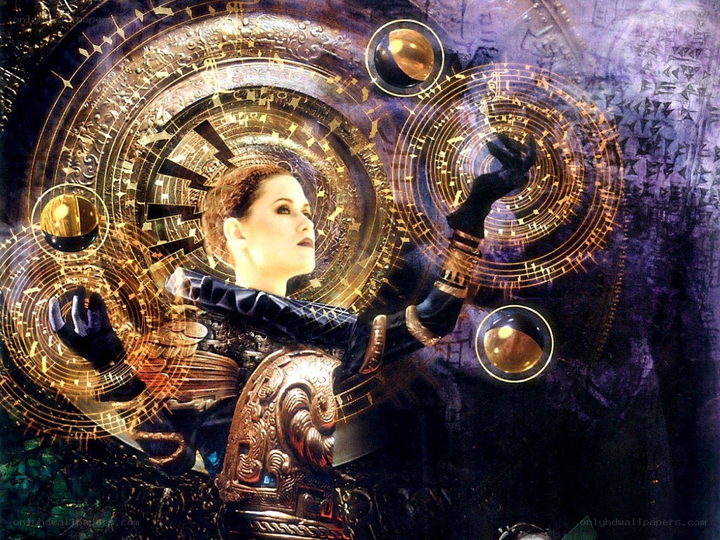 woman with magical artifacts