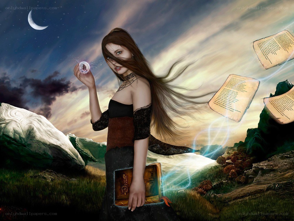 woman with magical book