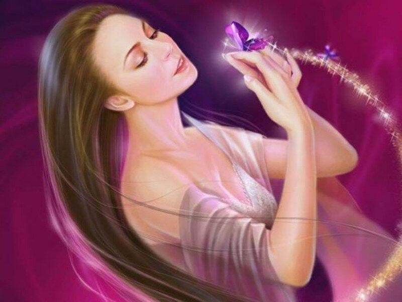 woman with magical butterfly