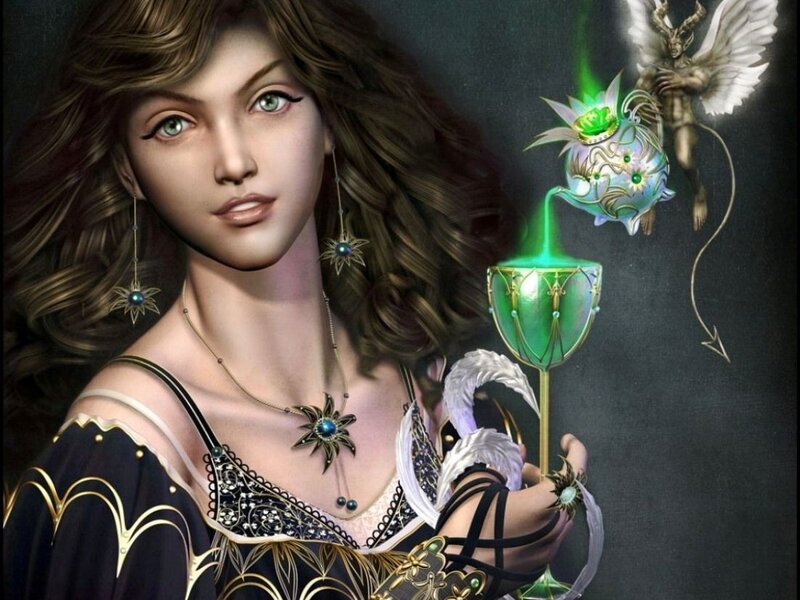 woman with magical chalice