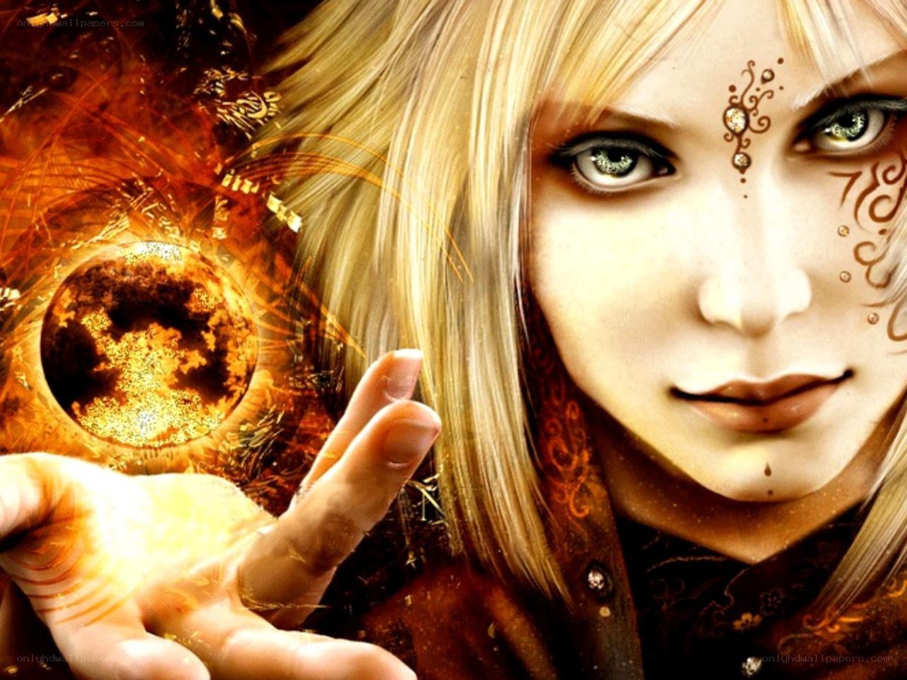 woman with magical orb