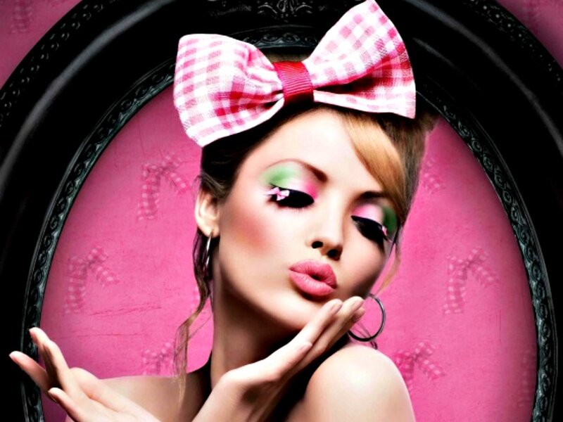 Woman with Makeup and Bow