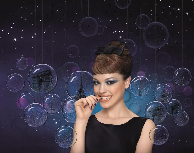 Woman with Makeup and Bubbles