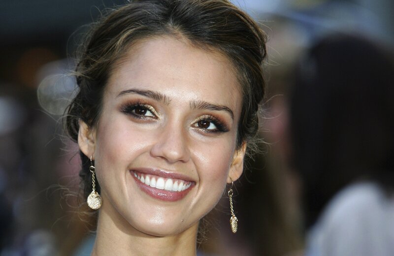 Woman with Makeup and Earrings — Brown, Happy, Photograph