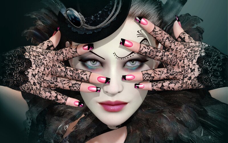 Woman with Makeup and Gloves