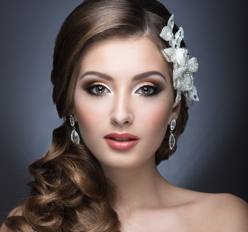 Woman with Makeup and Hairpiece