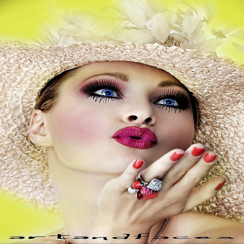 Woman with Makeup and Hat