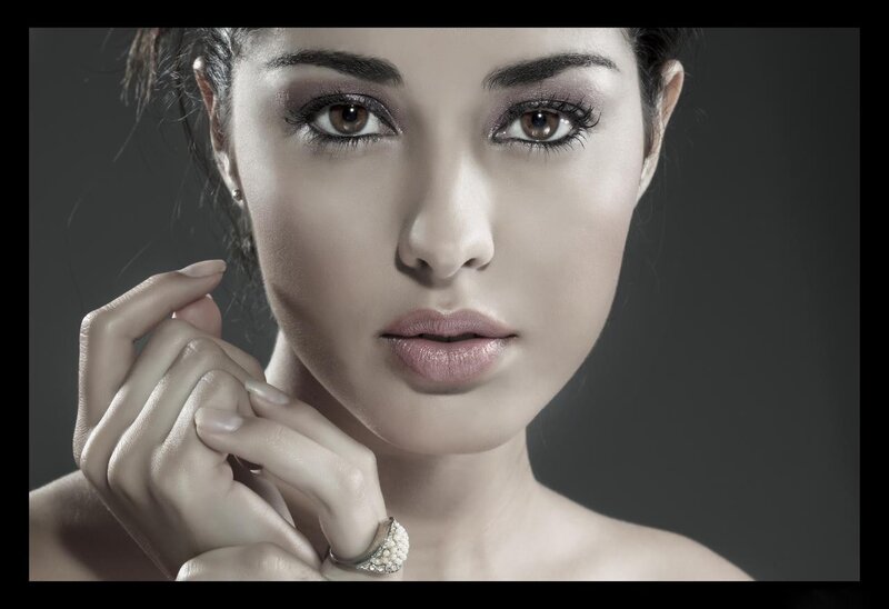 woman with makeup and jewelry