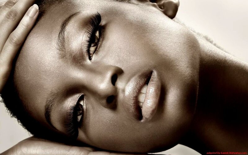woman with makeup and long lashes