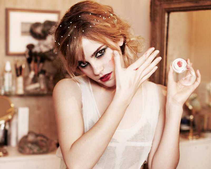 woman with makeup and red lipstick