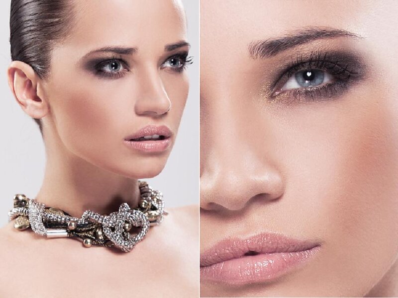 Woman with Makeup — Beige, Dramatic