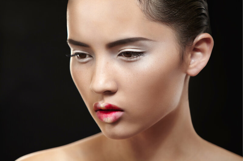 Woman with Makeup — Black, Dramatic, Photograph, Black Background