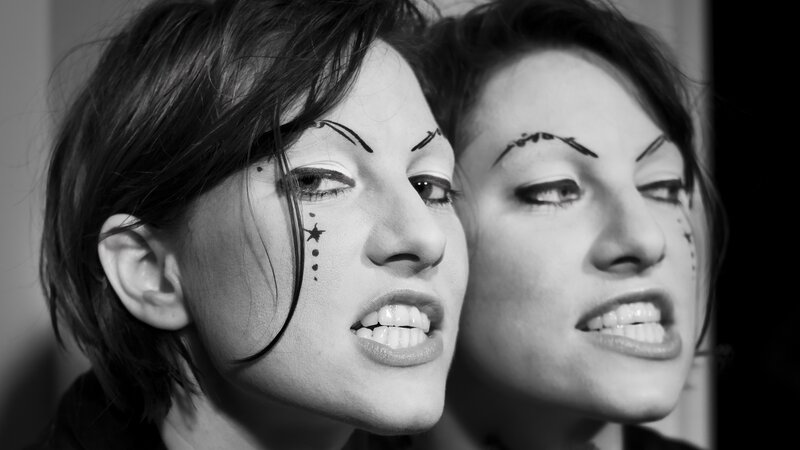 Woman with Makeup — Black, Dramatic, Photograph, Mirror