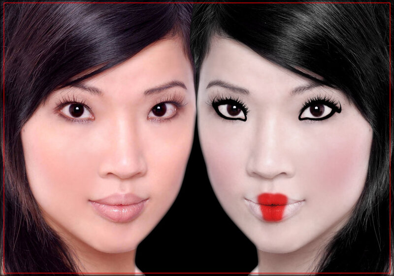 Woman with Makeup — Black, Dramatic, Photograph