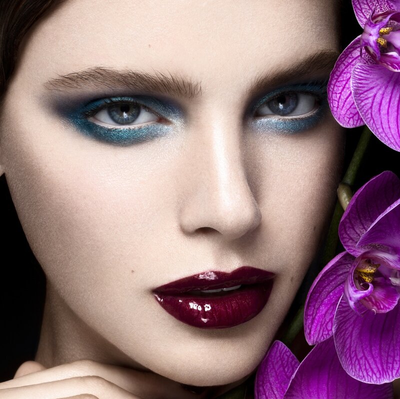 Woman with Makeup — Blue, Dramatic
