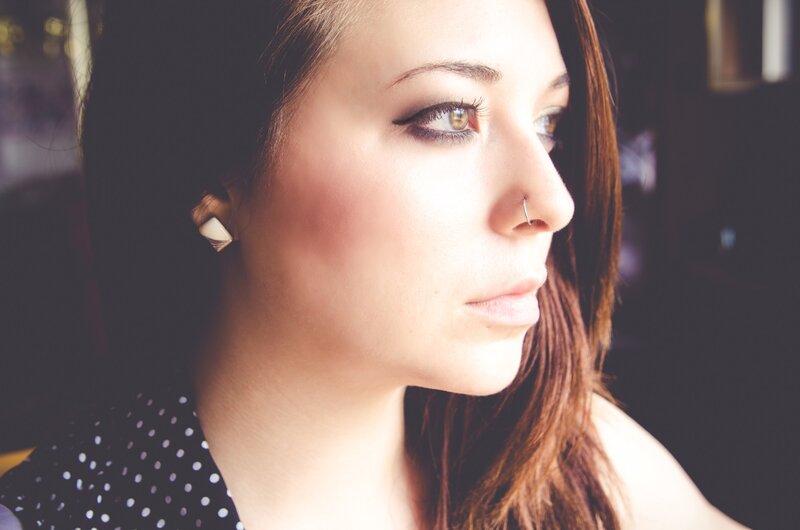 Woman with Makeup — Brown, Contemplative, Photograph