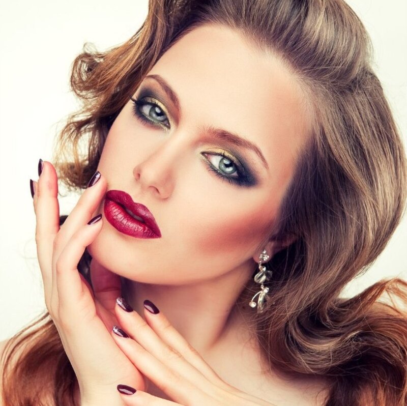 Woman with Makeup — Brown, Dramatic, Photograph, Earrings