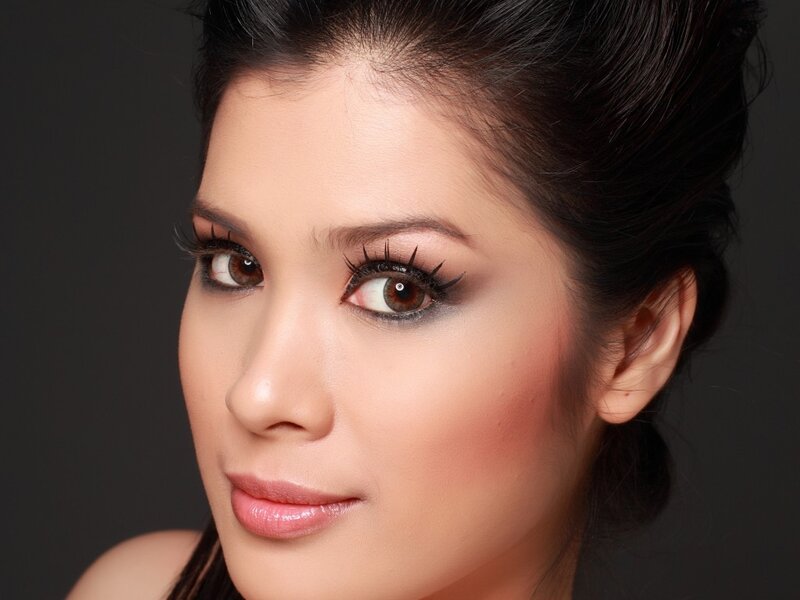 Woman with Makeup — Brown, Dramatic, Photograph, Eyes, Hair, Black