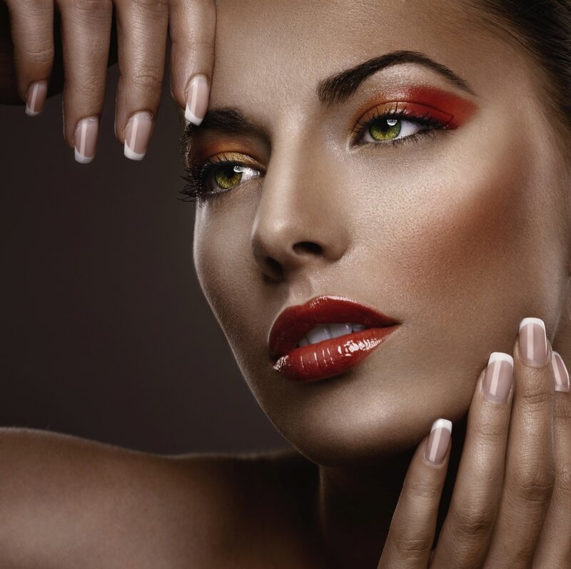 Woman with Makeup — Brown, Dramatic, Photograph, Hands