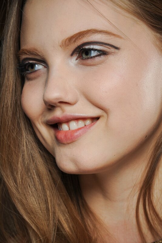 Woman with Makeup — Brown, Neutral, Photograph, Eyes, Smile